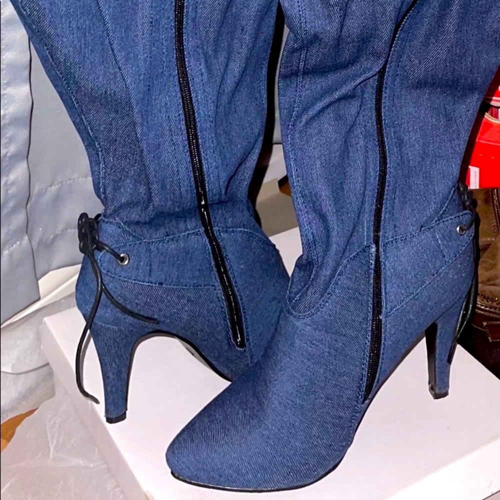 Denim Thigh boots